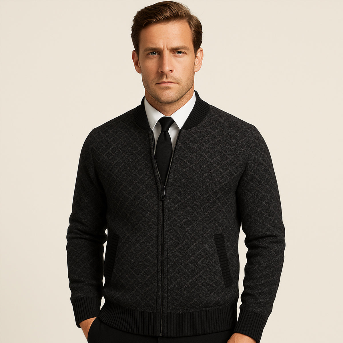 VogeLuxe | Gilet bomber à motif géométrique pour homme 3