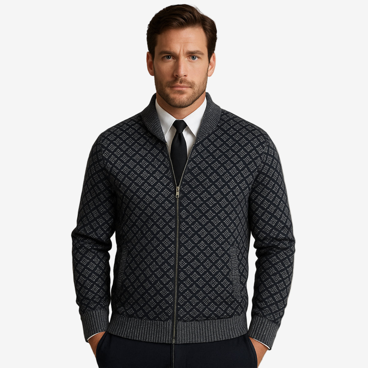 VogeLuxe | Gilet bomber à motif géométrique pour homme 5
