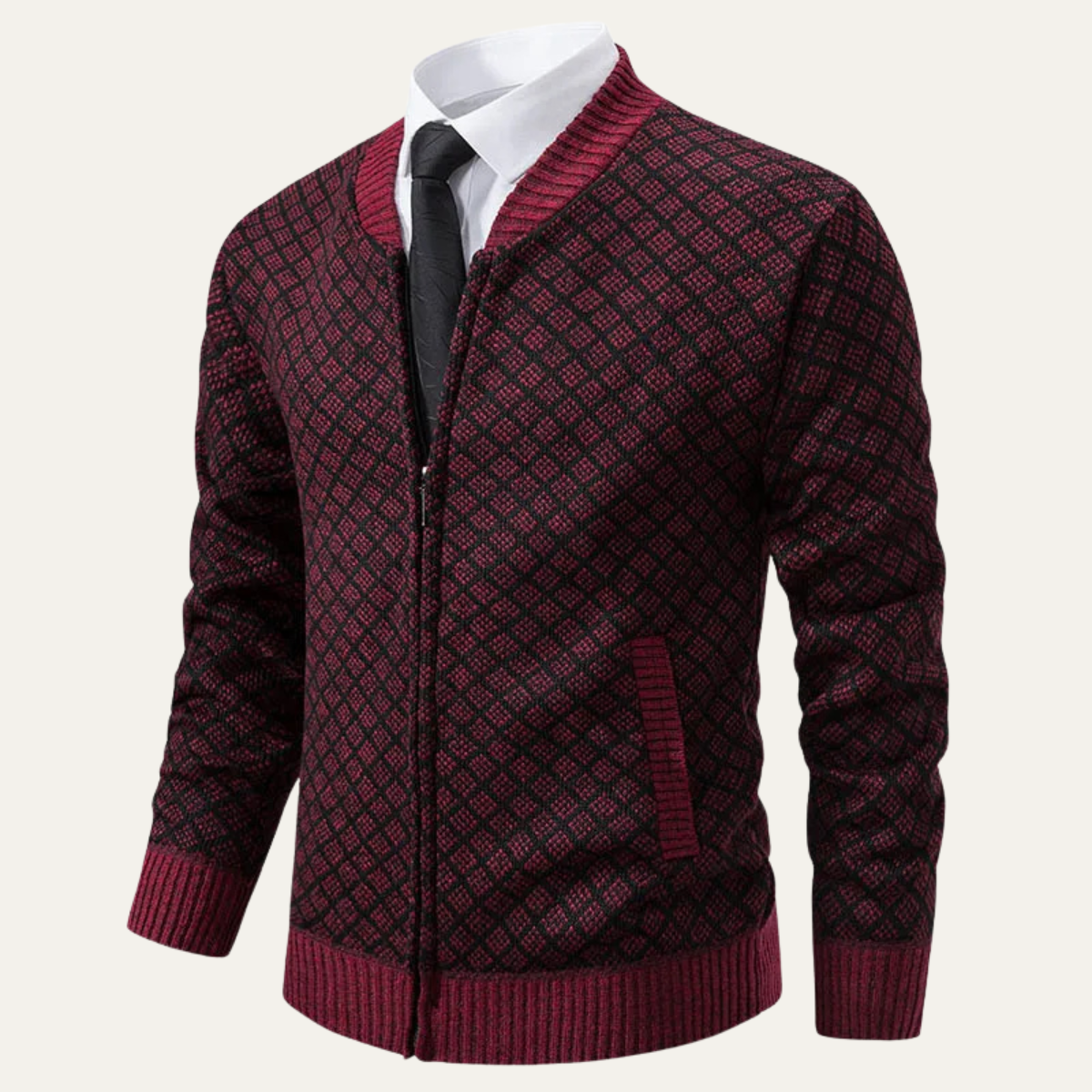 VogeLuxe | Gilet bomber à motif géométrique pour homme 8