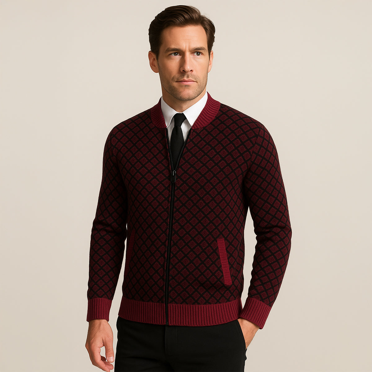 VogeLuxe | Gilet bomber à motif géométrique pour homme 9