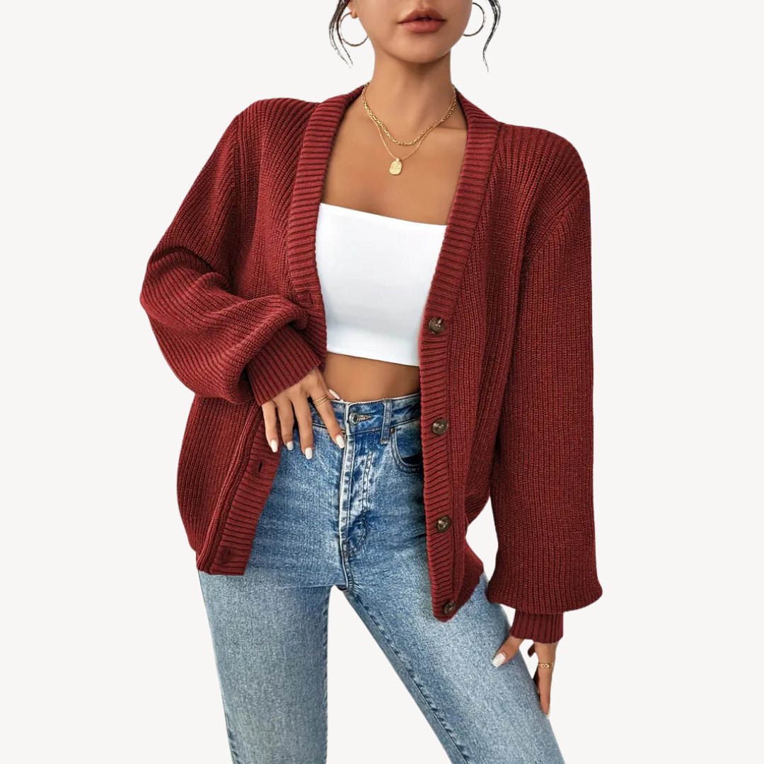 Gilet femme manches longues boutonné chic