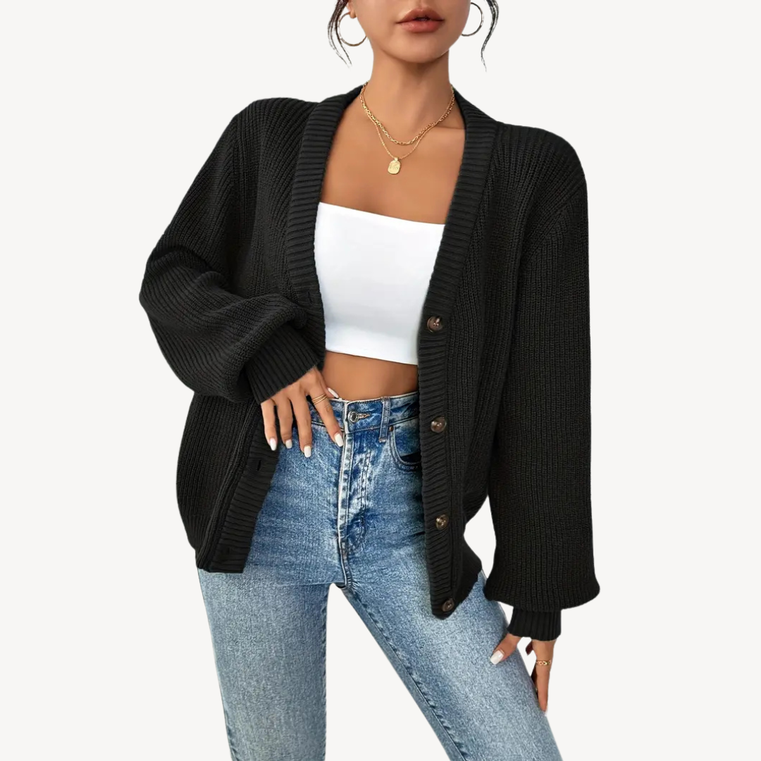 Gilet femme manches longues boutonné chic