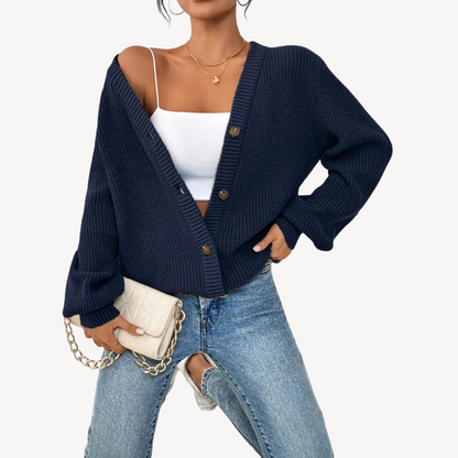 Gilet femme manches longues boutonné chic
