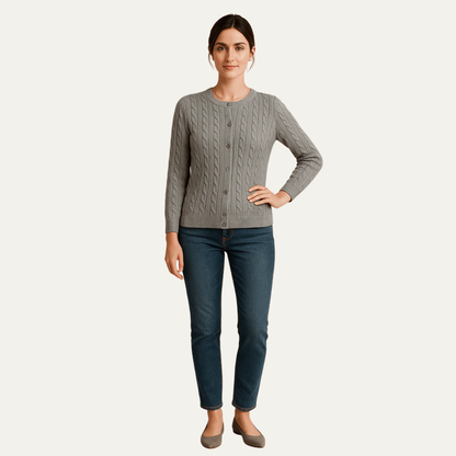 VogeLuxe | Gilet boutonné en maille torsadée pour femme 0