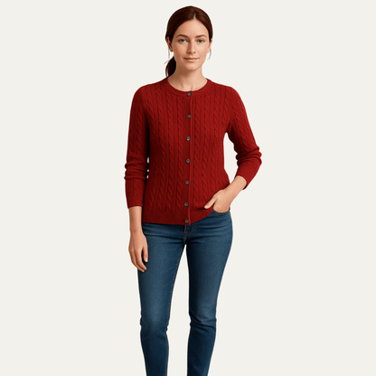VogeLuxe | Gilet boutonné en maille torsadée pour femme 1