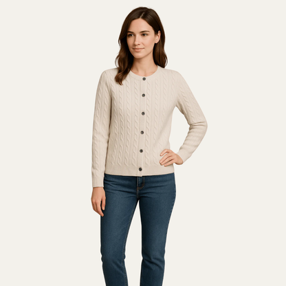 VogeLuxe | Gilet boutonné en maille torsadée pour femme 3