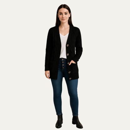 VogeLuxe | Gilet boutonné en maille torsadée pour femme 6
