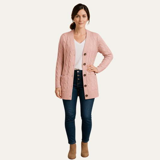 VogeLuxe | Gilet cardigan classique mi-long pour femme 0