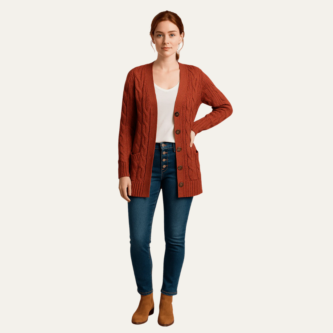 VogeLuxe | Gilet cardigan classique mi-long pour femme 1