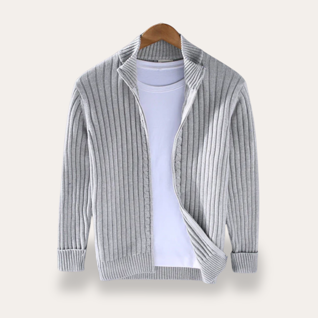 VogeLuxe | Gilet cardigan décontracté en maille côtelée pour homme 2