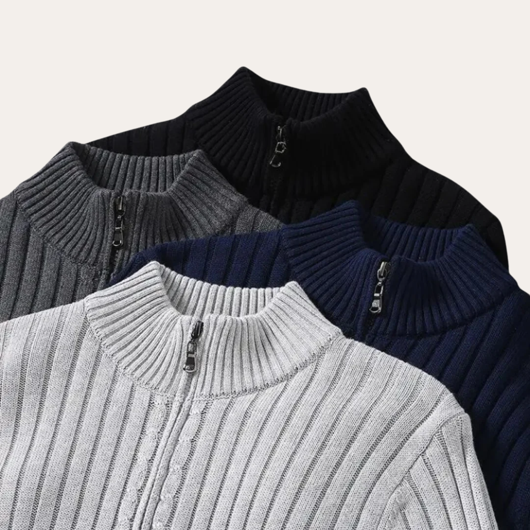 VogeLuxe | Gilet cardigan décontracté en maille côtelée pour homme 5