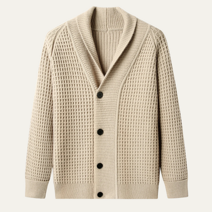 VogeLuxe | Gilet cardigan homme à col châle en maille texturée 1