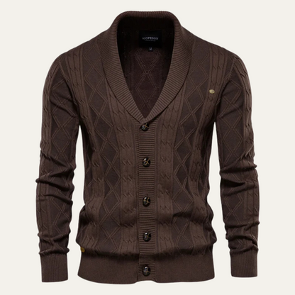 VogeLuxe | Gilet cardigan homme à col châle et torsades 0