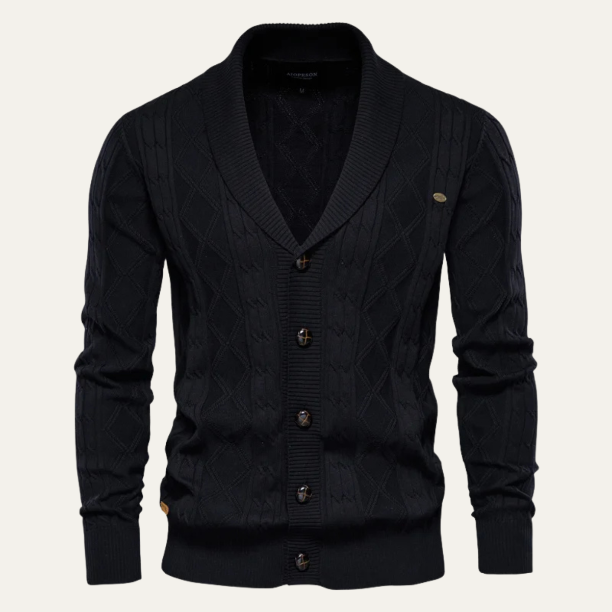 VogeLuxe | Gilet cardigan homme à col châle et torsades 4