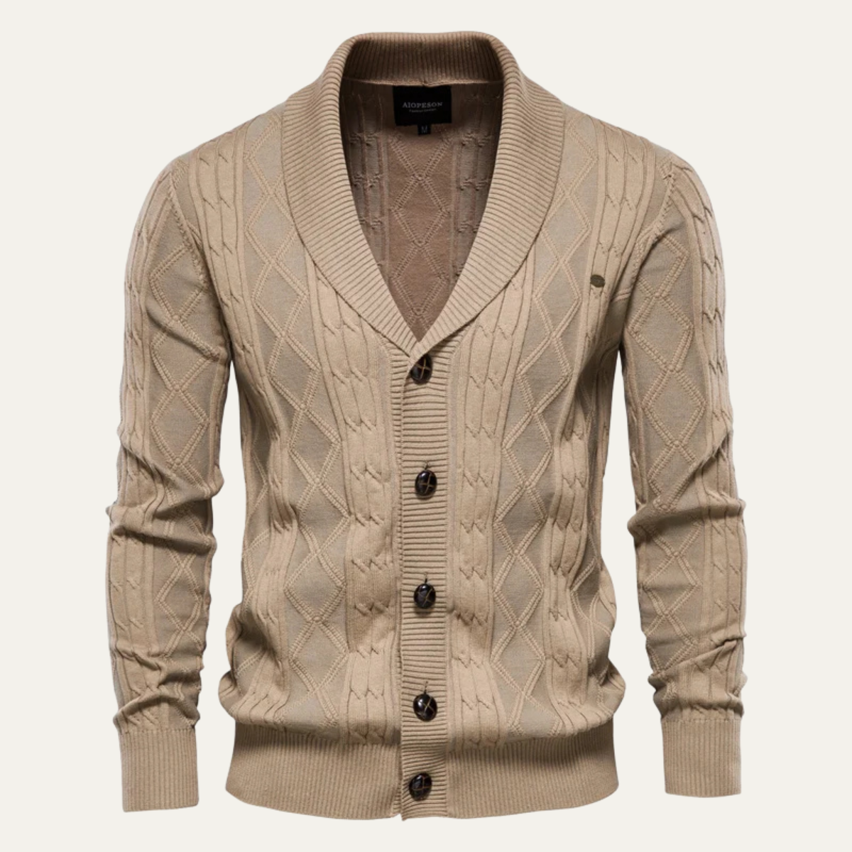 VogeLuxe | Gilet cardigan homme à col châle et torsades 5