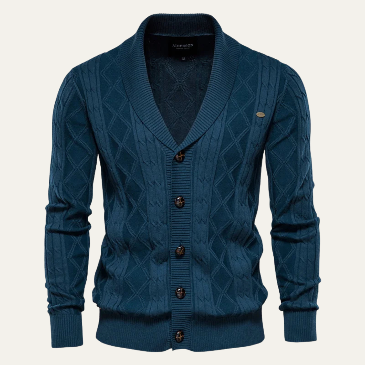 VogeLuxe | Gilet cardigan homme à col châle et torsades 8