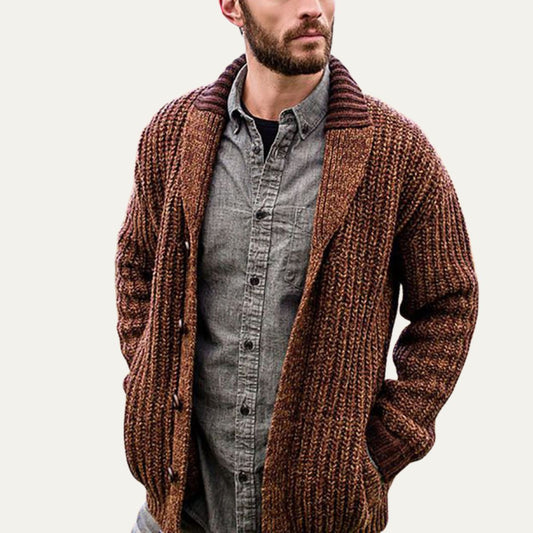 VogeLuxe | Gilet cardigan homme en grosse maille à col châle 0