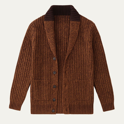 VogeLuxe | Gilet cardigan homme en grosse maille à col châle 1