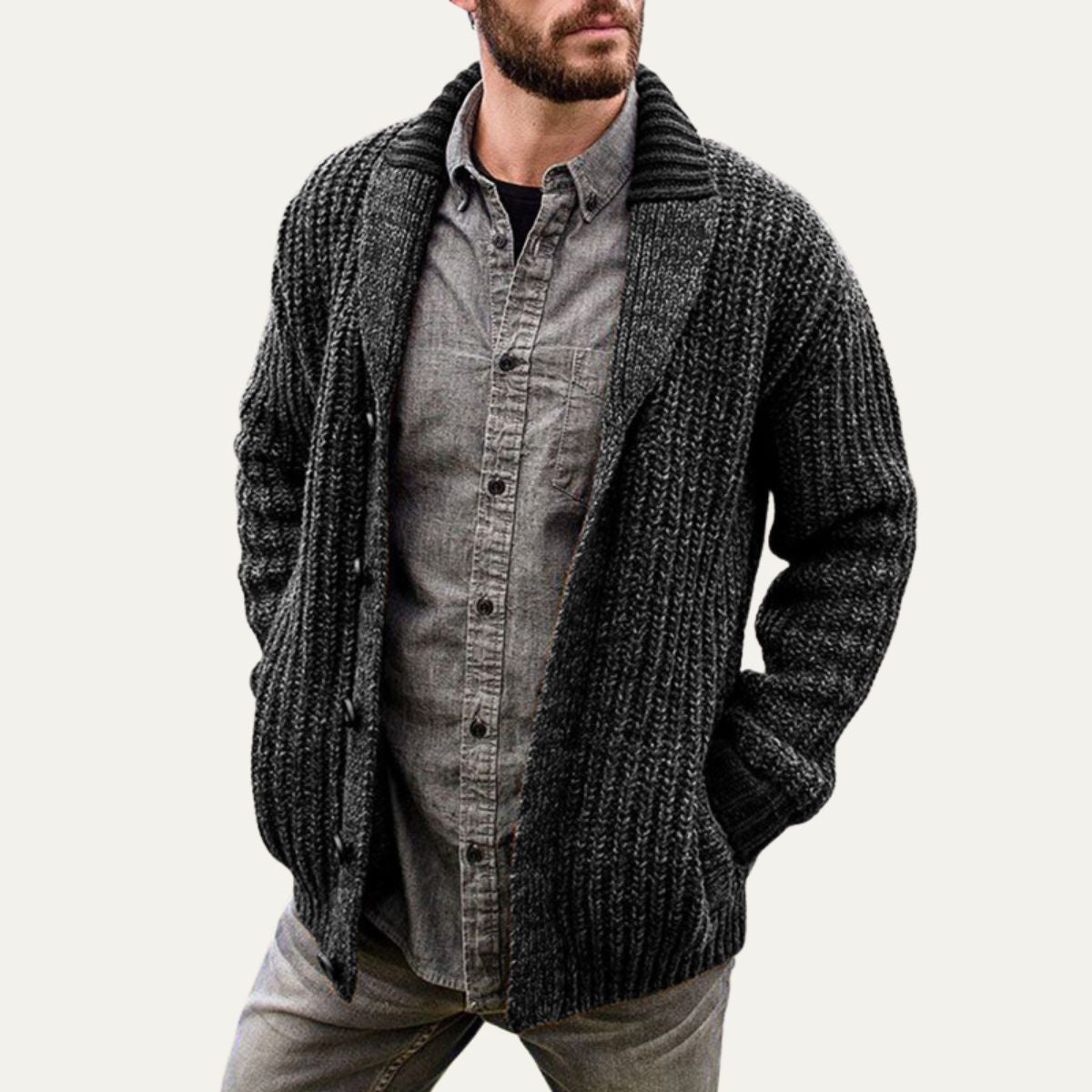 Gilet Homme en Maille Épaisse à Col Roulé