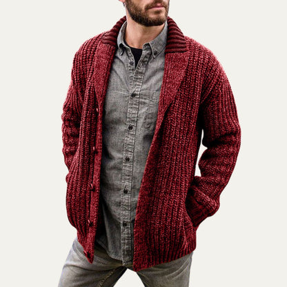VogeLuxe | Gilet cardigan homme en grosse maille à col châle 3