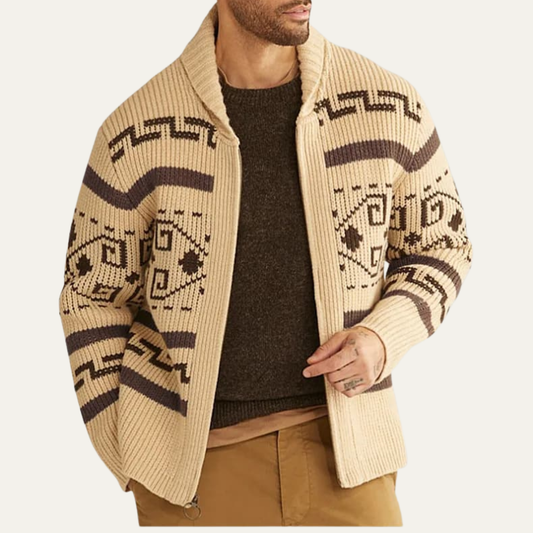 VogeLuxe | Gilet cardigan homme en maille style sud-ouest à col châle 0