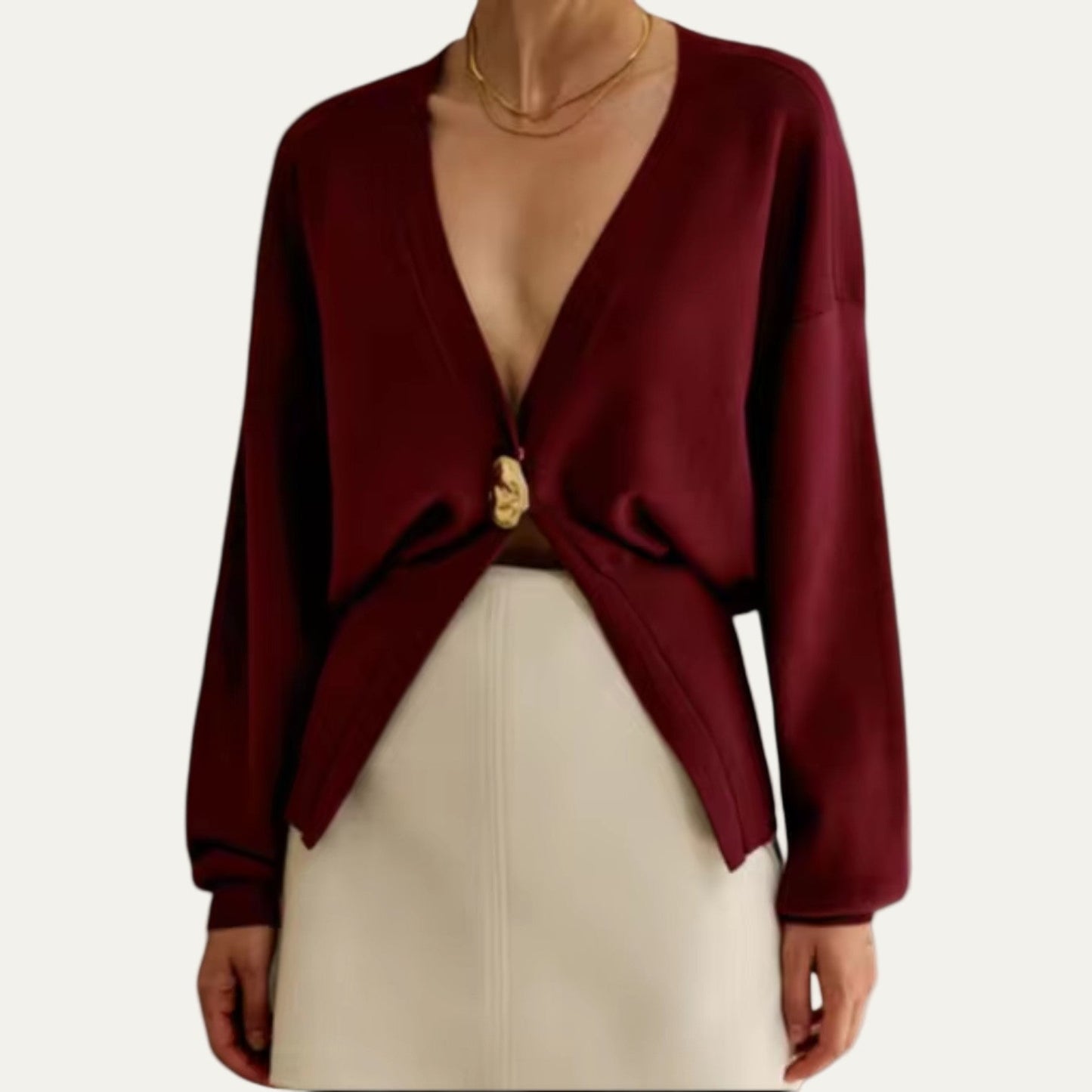 VogeLuxe | Gilet cardigan péplum à col en V pour femme 3
