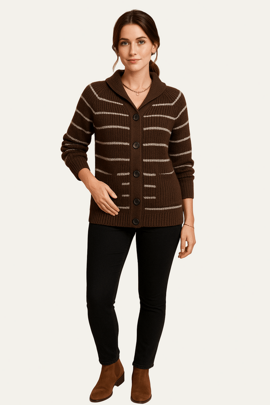 Gilet femme rayé à capuche confortable - PanierRoyale