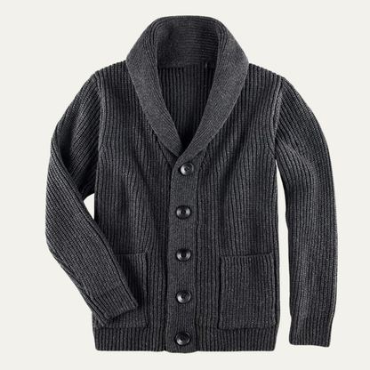 VogeLuxe | Gilet châle en grosse maille côtelée pour homme 0