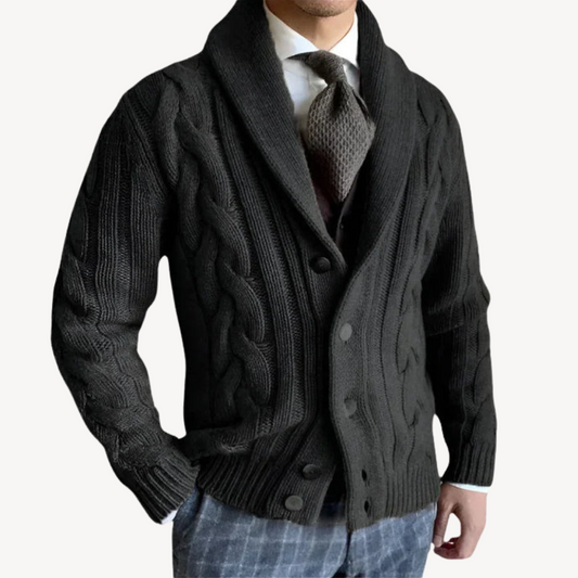 VogeLuxe | Gilet châle en maille torsadée pour homme 0
