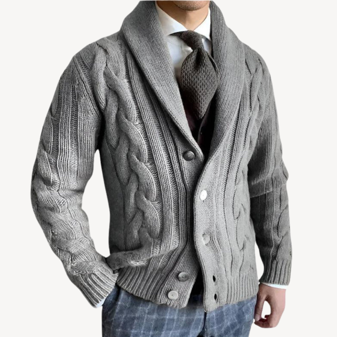 VogeLuxe | Gilet châle en maille torsadée pour homme 2