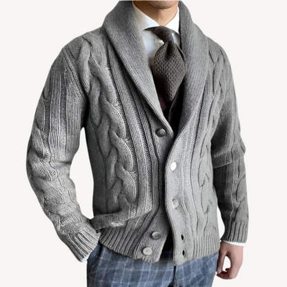 VogeLuxe | Gilet châle en maille torsadée pour homme 2