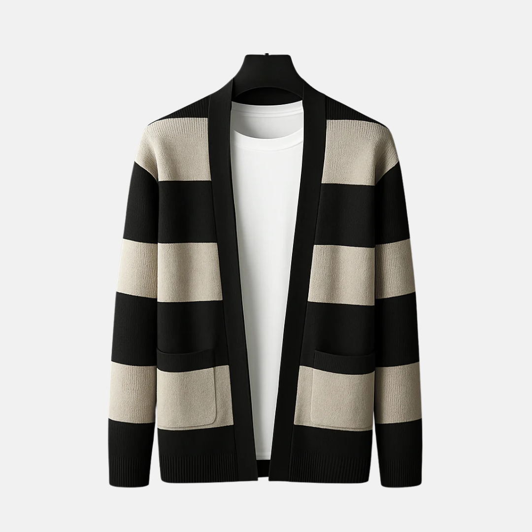 Gilet Homme Rayé Élégant et Chaud - PanierRoyale