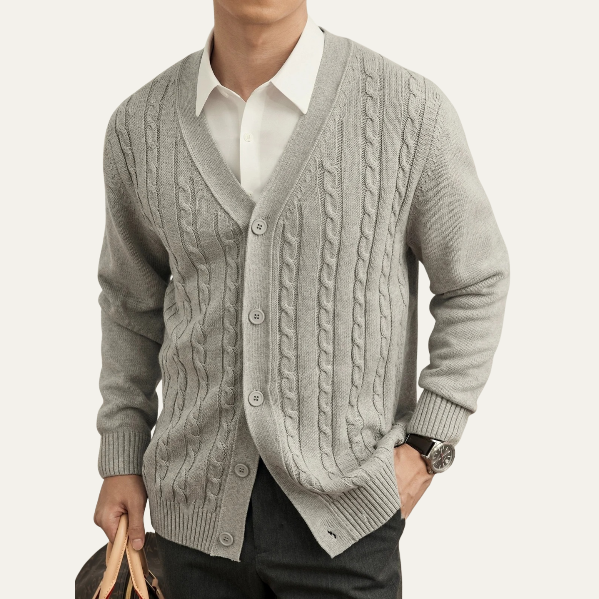 VogeLuxe | Gilet classique en maille torsadée pour homme 0