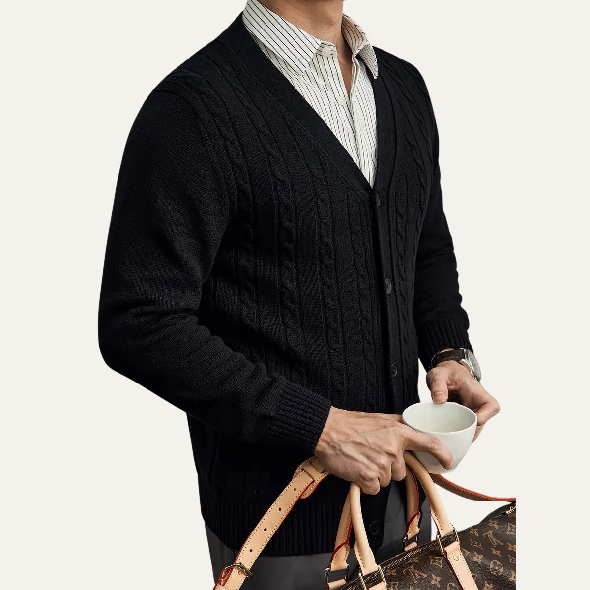 VogeLuxe | Gilet classique en maille torsadée pour homme 3
