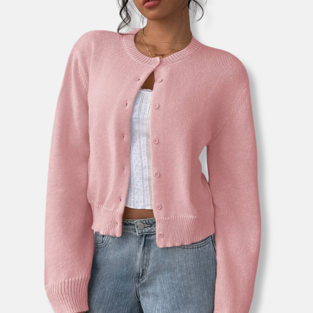 Gilet Femme Court Col Rond Classique - PanierRoyale