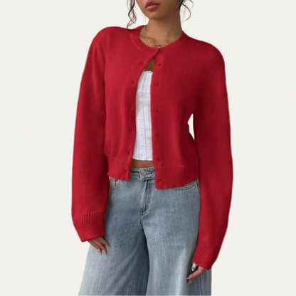 Gilet femme court en maille fine élégant