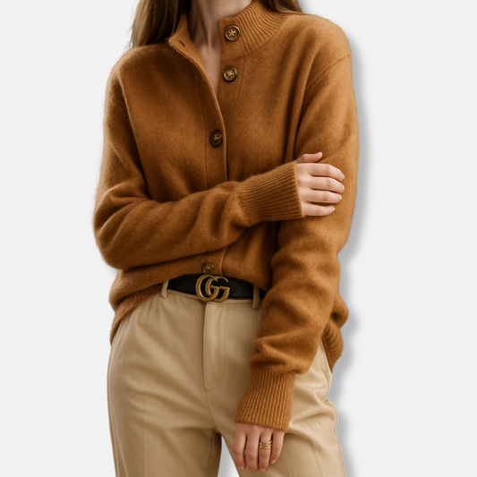 Gilet femme court en maille boutonné élégant - PanierRoyale