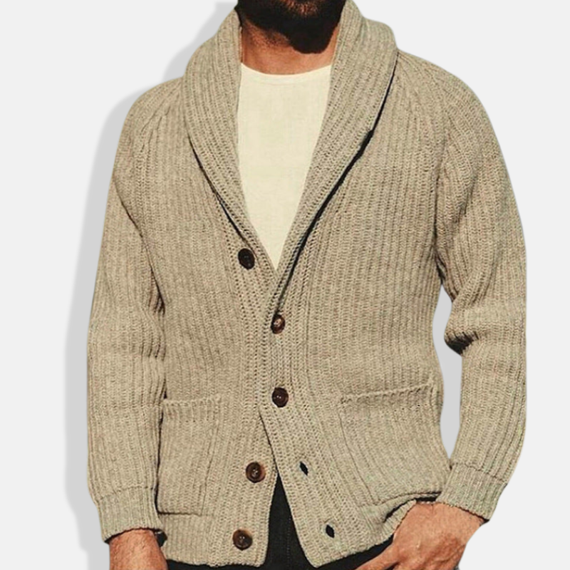 VogeLuxe | Gilet en grosse maille pour homme avec col châle 0
