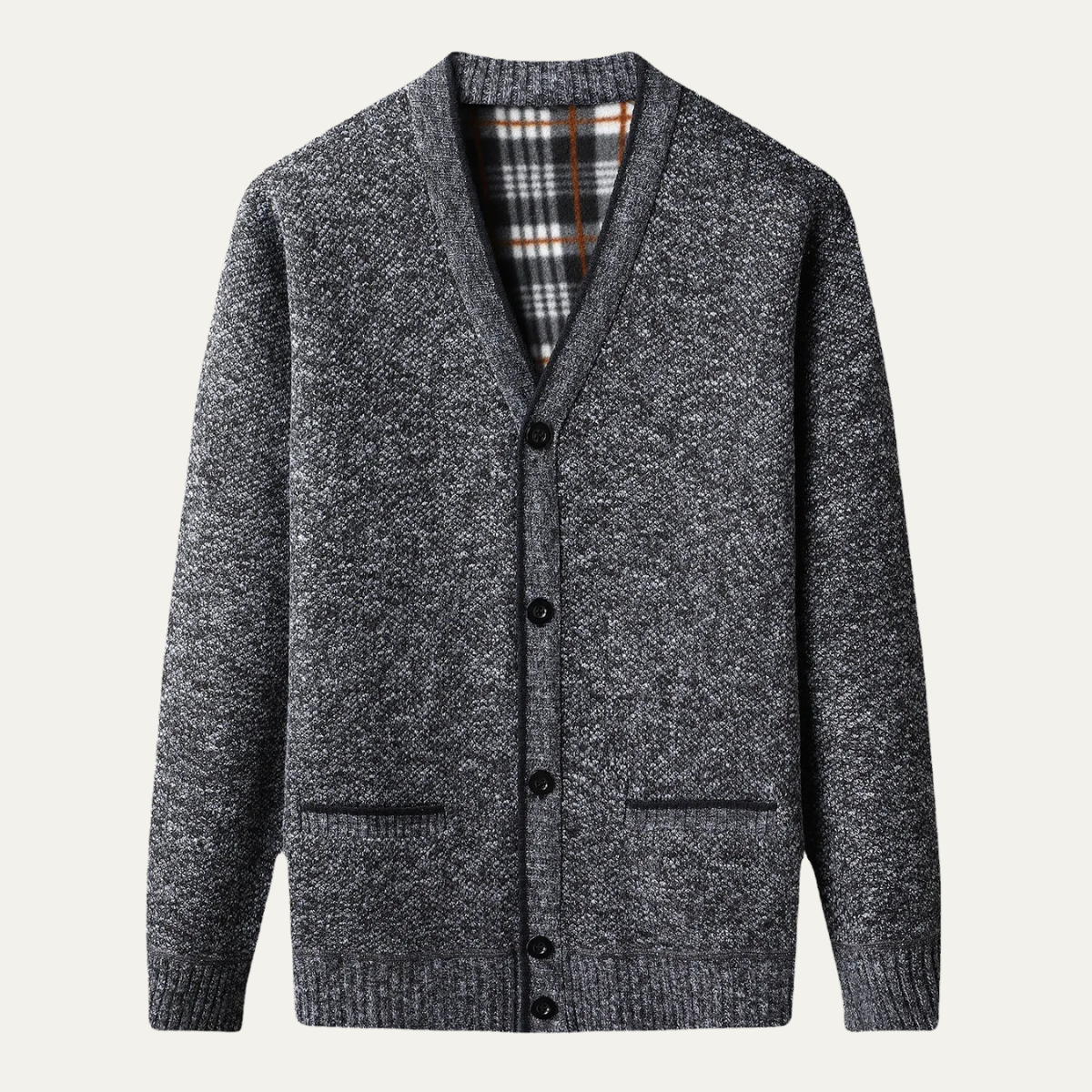VogeLuxe | Gilet en maille à carreaux chinée pour homme 2