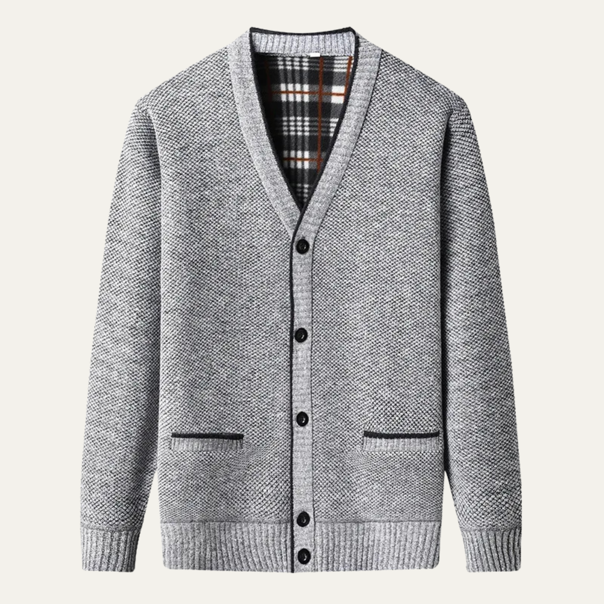 VogeLuxe | Gilet en maille à carreaux chinée pour homme 3