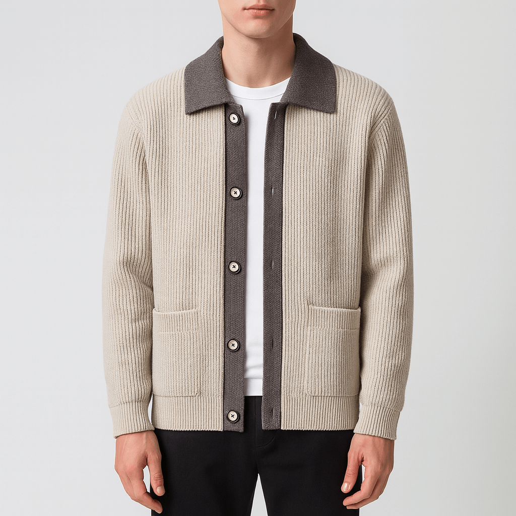 Gilet Homme Maille Fines Contrastée Moderne - PanierRoyale
