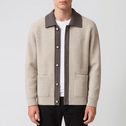 Gilet Homme Maille Fines Contrastée Moderne - PanierRoyale