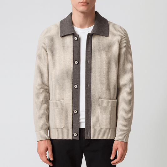 Gilet Homme Maille Fines Contrastée Moderne - PanierRoyale