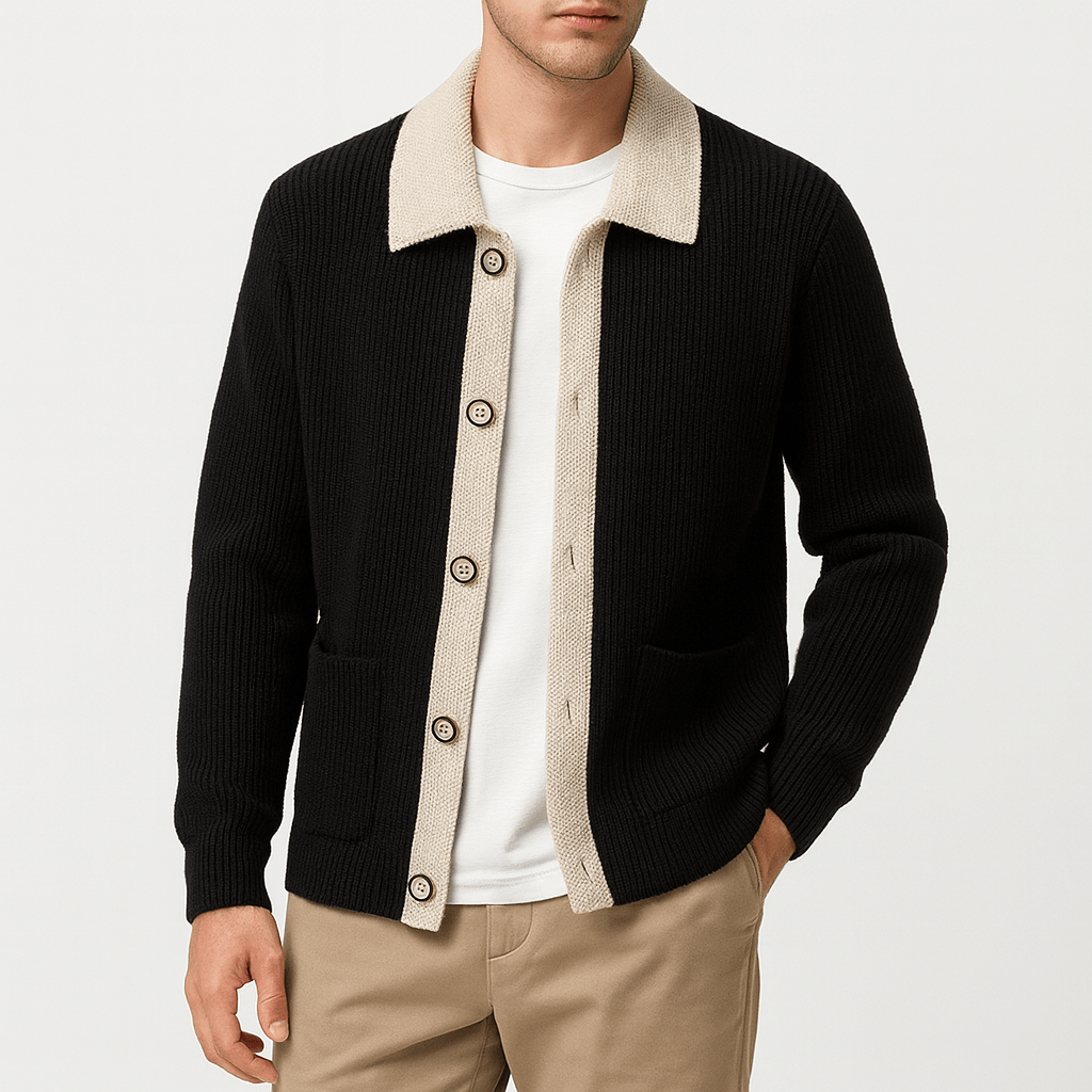 Gilet Homme Maille Fines Contrastée Moderne