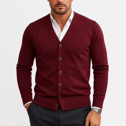 Cardigan Homme Maille Fine Col V Élégant