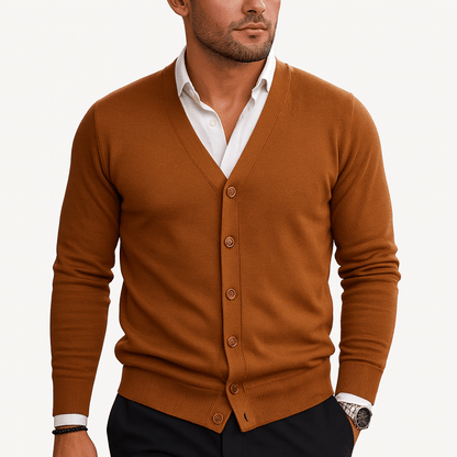 Cardigan Homme Maille Fine Col V Élégant