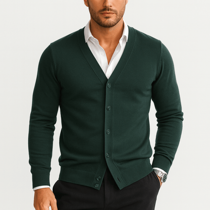 Cardigan Homme Maille Fine Col V Élégant