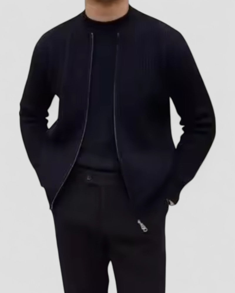 Gilet Maille Côtelée Zippé Homme Sport