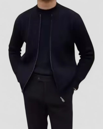 Gilet Maille Côtelée Zippé Homme Sport