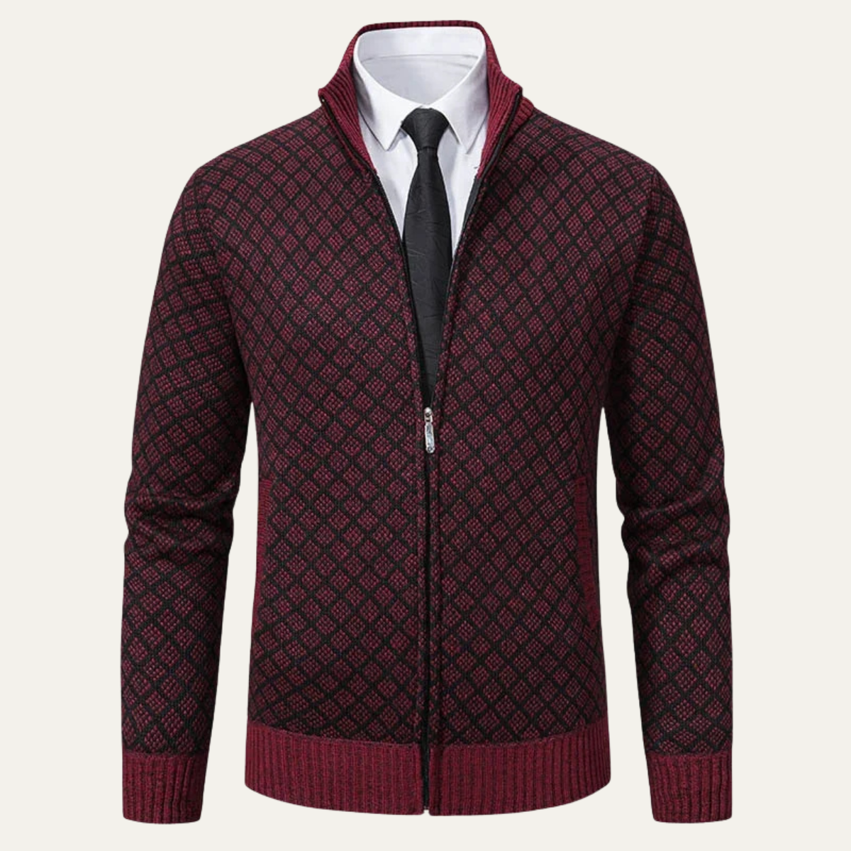 Gilet en maille homme motif géométrique tendance